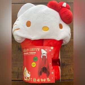 •NEW•Hello Kitty Kids Hooded Throw 30" X 50" Sanrio- ‘Peppermint Bows’